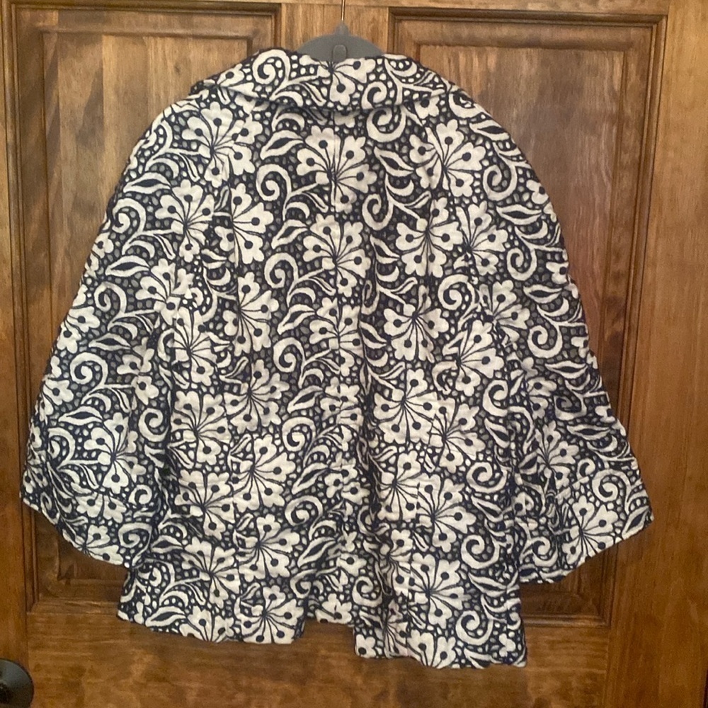 Classiques Entier 100% Linen navy blue Eyelet Lace Cropped Embroidered Blazer XS - Picture 3 of 10